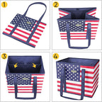 BALEINE 6Pk Reusable Grocery Bags, Foldable Shopping Bags for Groceries with Reinforced Bottom & Handles (Patriot Celebration)