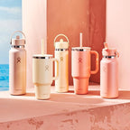 Hydro Flask Travel Tumbler with Handle, Lid and Straw - Insulated Stainless Steel in 40 Oz Sunglow