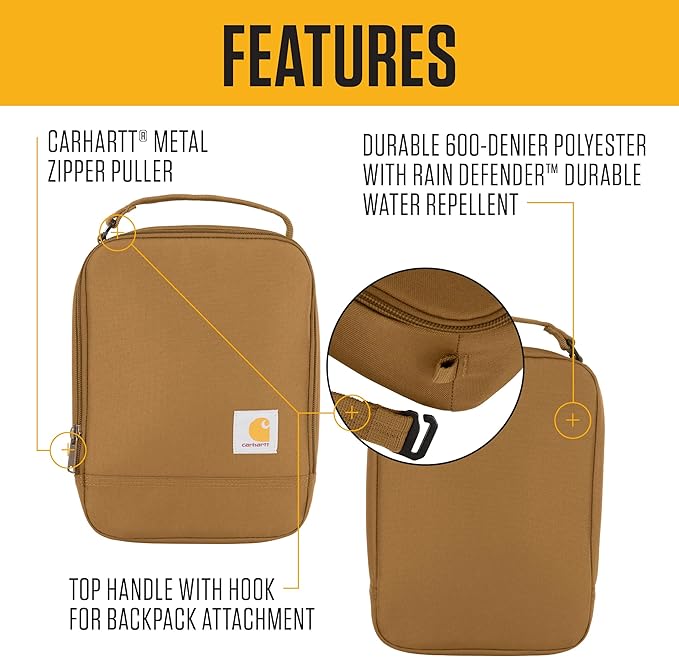 Carhartt Insulated Lunch Cooler For Men and Women, Fully Insulated Lunch Pale for Everyday Use, Atomic Blue