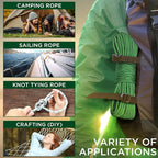 TECEUM Rope – 90 Feet x 3/8 Inch (10mm) – Green – Strong All-Purpose Utility Rope – Camping, Crafting, Flag Pole, Indoor & Outdoor – Polypropylene Nylon Poly Lightweight Diamond Braided Cord