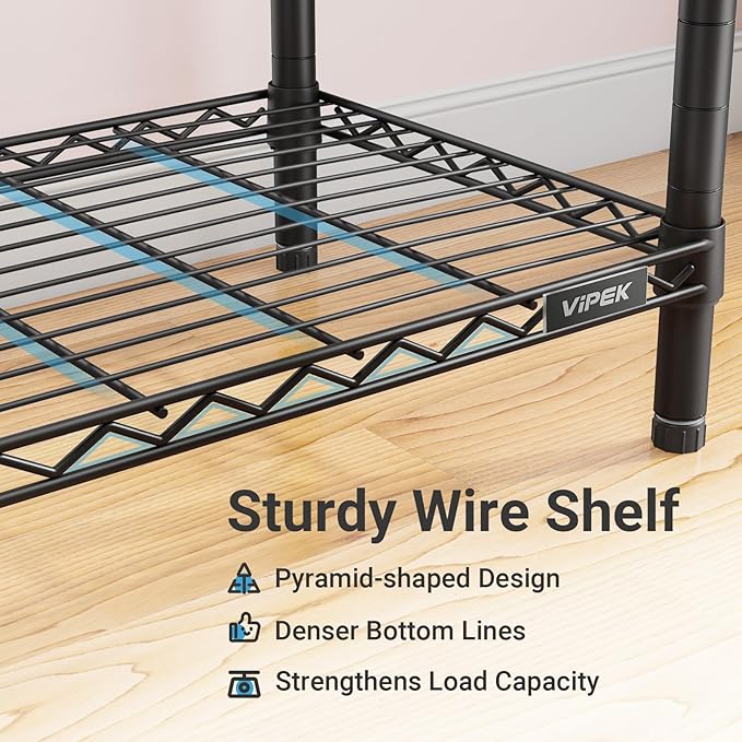 VIPEK V5C Medium Covered Clothes Rack Heavy Duty Portable Closet Wardrobe, Freestanding Black Clothing Rack with Grey Upgarded Polyester Cover, Adjustable Custom Closet Rack, 56.7" Lx15.7 Wx76.4 H