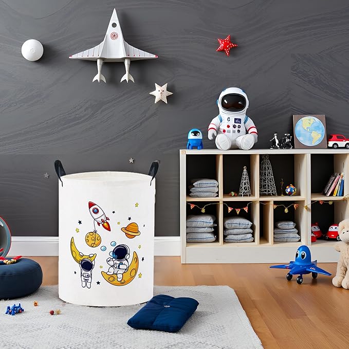 Baby Laundry Basket Baby Nursery Hamper Kids Laundry Basket Toy Storage Bin for Boys Room Decor Gift Baskets for Bedroom Bathroom(Astronaut)
