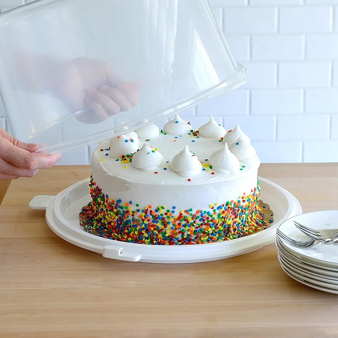 Youngever Plastic Cake Carrier, Clear Cake Container, 12 Inch Cake Carrier with Lid, Cake Storage, Cake Keeper