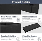 DIMJ Drawer Organizer - Small Clothes Organizer Set of 3, Drawer Dividers for Baby Clothes, Underwear, Socks, Bra, Belt, Tie - Black