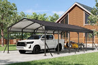 EROMMY13' x 26' Heavy Duty Metal Carport with Galvanized Steel Roof & Base for All-Weather Protection, Outdoor Carport Garage, Versatile for Car, Boat, Tractor, and Party Use, Dark Gray