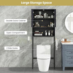 Giantex Over The Toilet Storage Cabinet, Bathroom Space Saver W/Toilet Paper Holder & Hook, Adjustable Shelf & Bottom Bar, Open Storage Cube, Over Toilet Bathroom Organizer for Laundry, Restroom