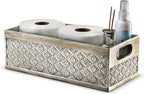 Creative Scents Dublin Silver Bathroom Decor Box Toilet Paper Holder Storage Basket - Decorative Toilet Tank Topper Bathroom Storage Organizer - Bathroom Sink Organizer Countertop Container