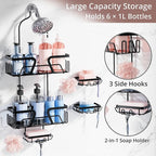 KEGII EXTRA Soap Holders x2 Shower Caddy Hanging, Never Rust Over Showerhead Organizer, Built in 9 Shaver Hanging hooks