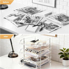 Desk Organizer and Storage,3-Tier File Paper Tray Organizers,Stackable Clear Desktop Organizer for Documents,Book Magazine Storage,Office Supplies (Clear,3 Pack)