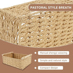 2Pcs Toilet Paper Storage Basket,Toilet Basket Tank Topper with Wood Handle Decorative Toilet Tank Bin,Back of Toilet Organizer,Decorative Paper Rope Basket for Home Bedroom Living Room Bathroom