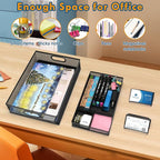 Drawer Organizers, 3 Sets Metal Mesh Desk Drawer Organizer Trays, 2 Desktop Organizers with 2 Pcs Phone Brand Card Holders, Desk Drawer Box Tray for Office, Bathroom, Kitchen, Makeup, Vanity