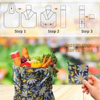 Reusable Grocery Bags, 4 Pack Foldable Shopping Tote Bags, Lightweight & Durable Eco Friendly Washable Totes for Groceries, Travel & Everyday Use