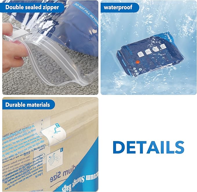 MEIQIHOME Vacuum Storage Bags, Space Saver Sealer Bags,Vacuum seal bags for clothing, Pillows, Comforters, Blankets, Bedding,10 Jumbo