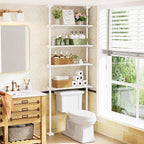Bonpally Over The Toilet Storage Shelf, 4-Tier Adjustable Bathroom Organizer, No Drill Tension Mounted Shelves Metal, Space-Saving Bathroom Cabinet Rack Above Toilet for Small Bathroom Rooms, White