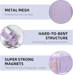 DALTACK Magnetic Pencil Holder - 3-Grid Mesh Shelf for Whiteboard, Refrigerator & Locker - Organizer for Home, School & Office, Purple