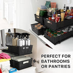 Simple Houseware 2 Tier Bathroom Organizer Tray Pull-Out Sliding Drawer, Under Sink Storage, Black
