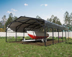 20x26 FT Heavy Duty Metal Carport, 2-Car Garage with Structural Reinforcement, Galvanized Steel Roof, Ground Anchors, 120lbs/Sq.Ft Snow/Wind Resistant Carports, Fits Pickups, Trucks, RVs, Boats