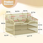 Docnest 3 Tier Mesh Desk Organizer for Paper Office Supplies – Multi-Functional Letter Tray with 5 Adjustable Compartments, 3 Pen Holders, Desktop Storage for Files, Mail, Stationery – Gold