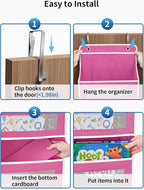 JARLINK 2 Pack Over The Door Organizer Storage, 5 Shelf Hanging Door Organizer with 5 Large Capacity Pockets, Anti Tilt 44 lb Load Behind Door Storage for Bedroom, Bathroom, Pantry, Nursery, Rose Pink