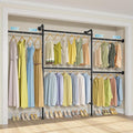 Timate P3 Closet Organizer System with 5 Hanging Rods, Adjustable 5'8"–7'6", Heavy-Duty Modular Garment Rack, Space-Saving Closet Solution for Walk-in Closet, Bedroom & Small Spaces