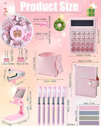 21Pcs Pink Desk Organizers and Accessories With Mesh Desk Organizer and 360°Rotating Pen Holder and a Lot of Office Pink Office Supplies Beautifully Presented in a Gift Box