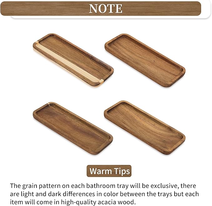 Hanobe Bathroom Toilet Tank Basket: Wood Acacia 2pcs Toilet Paper Topper with Vanity Tray Back of Organizer Toiletry Storage Holder Box