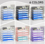 Paper Organizer for Desk with Handle, 6-Tier Silver Metal Mesh File Organizer | Stackable Desktop Organizer for Office Supplies & Home Organization