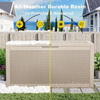120 Gallon Outdoor Waterproof Resin Storage Deck Box Lockable Outside Bench UV Resistant Bin Patio Porch Furniture Pool Float Garden Tool Cushion Grey