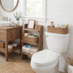 StorageWorks Toilet Paper Basket for Back of Toliet，with 3-Compartments, Bathroom Basket Organizer, Seagrass Toilet Tank Basket, Brown, 2-Pack