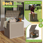 Vixzen 31 Gallon Waterproof Resin Deck Box, UV Resistant Outdoor Storage for Garden, Patio, Porch, Delivery,Rattan （Grey，31 Gallon）