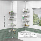 KEGII Corner Shower Caddy Tension Pole - 4-Tier Rustproof Bathroom Organizer, Floor to Ceiling Shower Caddy 25-114.2 inch, No Drilling Shower Storage Rack for Shampoo, Towels (Matte White) | Rustproof, Bathroom Organizer, Shower Storage Rack, for Shamp...