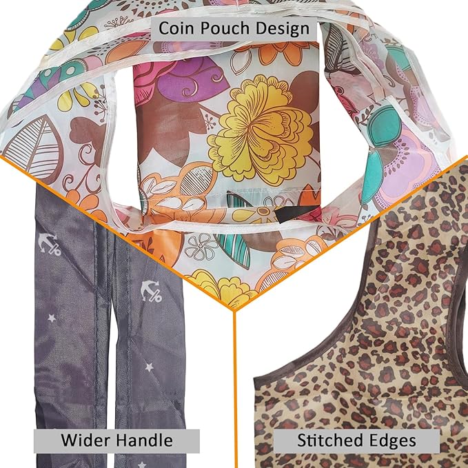 Reusable Grocery Bags, 6 Pack 50Lbs Foldable Fashion Washable Shopping Bags, Large Tote Bags For Groceries, Foldie Beach Bag, Foldable Travel Bag Gifts For Women