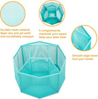 Annova Mesh Desk Organizer Rotate with 5 Compartments Spinning Tidy Candy/Pen Holder Office, Art Supply, Storage, Classroom, Home (Turquoise)