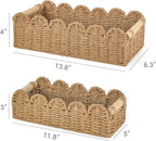 Dahey 2 Pcs Toilet Paper Storage Basket for Bathroom Woven Paper Rope Scalloped Edge Toilet Tank Basket with Handles for Organizing Over Toilet Storage Shelf Countertop Living Room Bedroom Home Decor