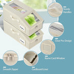 Stackable Hat Storage for Baseball Caps, 2 PCS Hat Storage Boxes for Closet, Holds up to 30 Caps with Cardboard, Hat Organizer for Women & Men(Two Clear Window) (Beige)