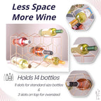 Gusto Nostro Countertop Wine Rack - 14 Bottle Freestanding Modern Metal Wine Rack - 3 Tier Tabletop Wine Holder Stand for Cabinet, Pantry Wine Bottle Storage - No Assembly Required (Small, Rose Gold)