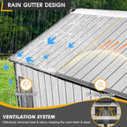 MELLCOM 8 x 10 FT Resin Garden Storage Shed with Floor and Lockable Door, Outdoor Storage Shed with Windows, Resin Tool Shed for Pool Supply, Lawnmower,Bike