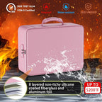 ENGPOW Fireproof File Organizer Bag with 13 Colorful Pockets Accordion File Folder,5200℉ Document Organizer Box with Lock&Labels,Multi-Layer Portable Home Safe Storage for Important Documents,Pink