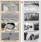 2 Pack Space Saving Comforter Storage Bag with Handle, 3-Layer Compression Blanket Storage Bags Adjustable In 3 Sizes (142L, 107L, 71L), Washable Bedding Organizer For Pillow Duvet Clothing Plush Toy