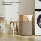 Laundry Hamper 95L,Large Laundry Basket for Clothes,Decorative Storage Basket for Blankets,Cotton Rope Woven basket for bedroom,Dark Brown