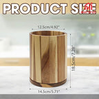 Marsrut Acacia Wood Utensil Holder 360°Rotating 7.3'' Large Wooden Spoon & Cooking Tool Caddy for Kitchen Countertop Crocks Organizer, Brown Rustic Farmhouse Decor, Modern Flatware Storage Essential
