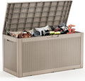 120 Gallon Outdoor Waterproof Resin Storage Deck Box Lockable Outside Bench UV Resistant Bin Patio Porch Furniture Pool Float Garden Tool Cushion Grey