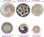 Laquedecraft Boho Round Handmade Wall Basket Decor | Woven Seagrass Rattan Wicker Wall Decor Hanging Rustic Flat Elegant Wall Art for Farmhouse Living Rooms Bedrooms Display Table Settings Kitchen Home (Bohemian, 6)