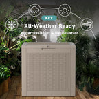 31 Gallon Waterproof Resin Deck Box, UV Resistant Outdoor Storage for Garden, Patio, Porch, Delivery（Grey，31 Gallon）