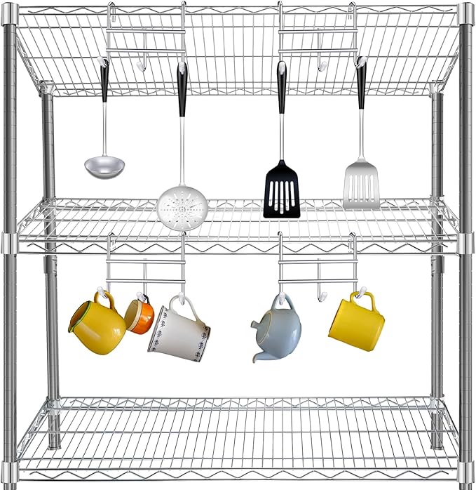 2 Pack Additional Wire Shelf for Wire Shelving Units Chrome Finish Shelving Weight Capacity 600-800 Lb, Heavy Steel Industrial for Warehouses, Closets, Kitchen(Sliver,18" W X 36" L)