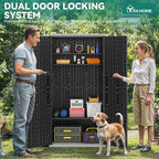 YITAHOME Outdoor Tall Storage Cabinet with 4 Shelves, Waterproof Resin Vertical Tool Shed, Lockable 30 cu. ft. Storage Shed for Patio, Garden, Yard, Dark Gray