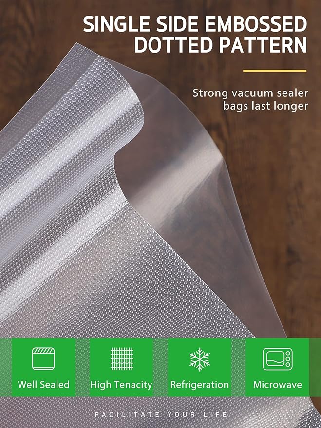 Syntus Vacuum Sealer Bags for Food, 6 Rolls 8" x 20' Commercial Grade Bag Rolls, BPA Free Food Vac Bags for Storage, Meal Prep or Sous Vide