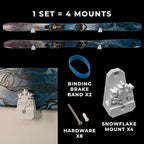 Horizontal Wall Ski Holder – Space-Saving Ski Wall Mount for Garage & Home Storage | Holds 1 Pair of Skis | Mountain, Snowflake & No Design Styles (Orange, Low Profile | With Gear Hook)
