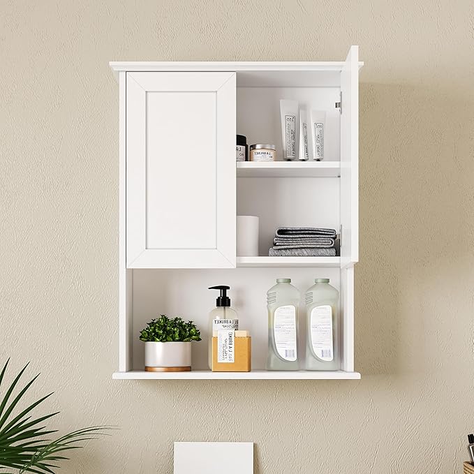 Medicine Cabinet, Over The Toilet Storage Cabinet, 24x30 Inch Bathroom Wall Storage Cabinet with 2 Door & Adjustable Shelves, Bathroom Cabinet Wall Mounted, for Laundry Room, Kitchen