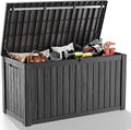 EasyUp 180 Gallon Outdoor Storage Box Waterproof, UV Resistant Resin Deck Box with Hydraulic Rod, Reinforced Stability for Patio, Garden, and Pool, Striped Black